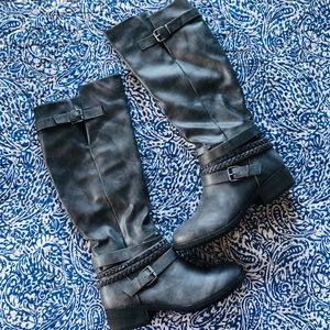 Sugar Silver & Grey High Knee Boots